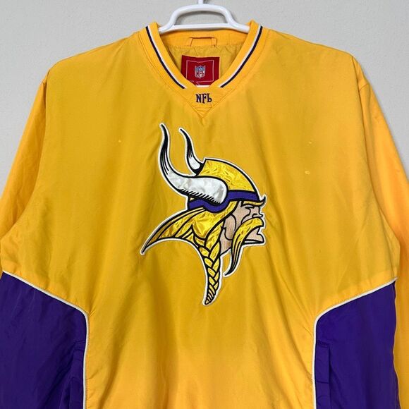 Vintage 90s Minnesota Vikings G-III NFL Pullover Jacket Yellow Purple L - Picture 3 of 16